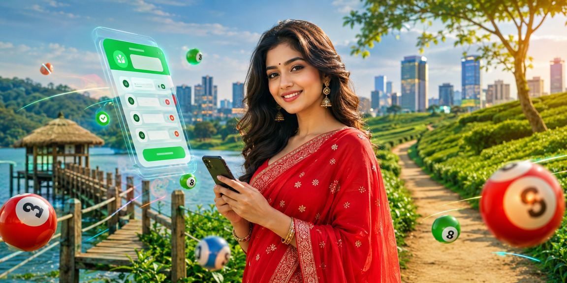 বান্দরবানের প্রাকৃতিক পরিবেশে মোবাইলে লটারি টিকিট কেনার দৃশ্য
